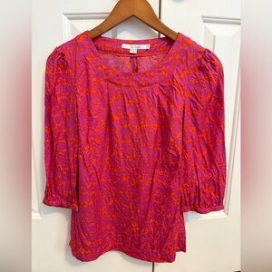 Boden Pink and Orange Patterned Blouse